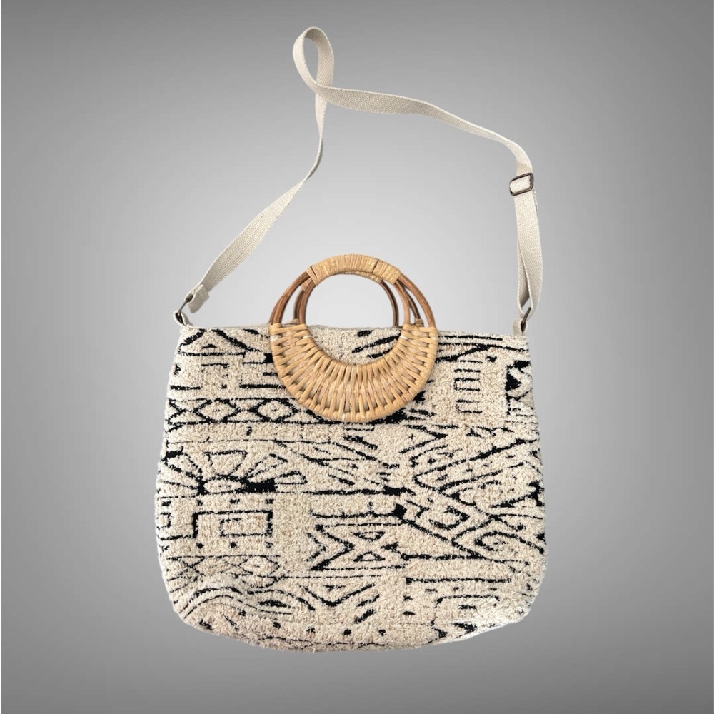 Boho Chic Tote Bag - Black and Cream